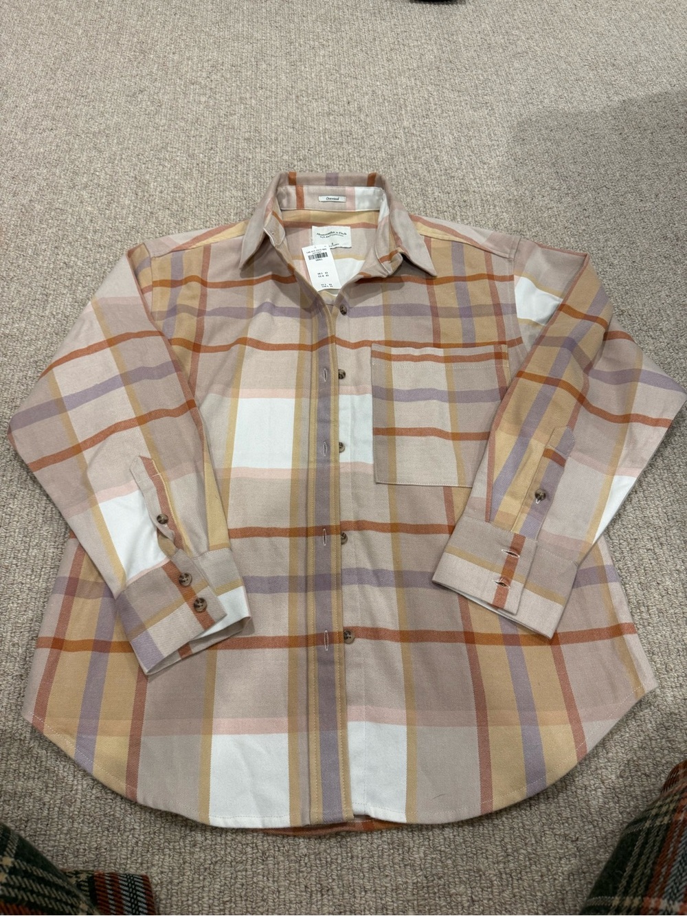Abercrombie & Fitch soft A&F collection oversized plaid flannel shirt jacket S